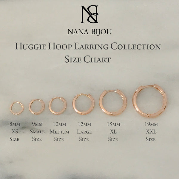 Huggie Hoop Earrings Size Chart