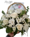 Pristine Basket White Roses