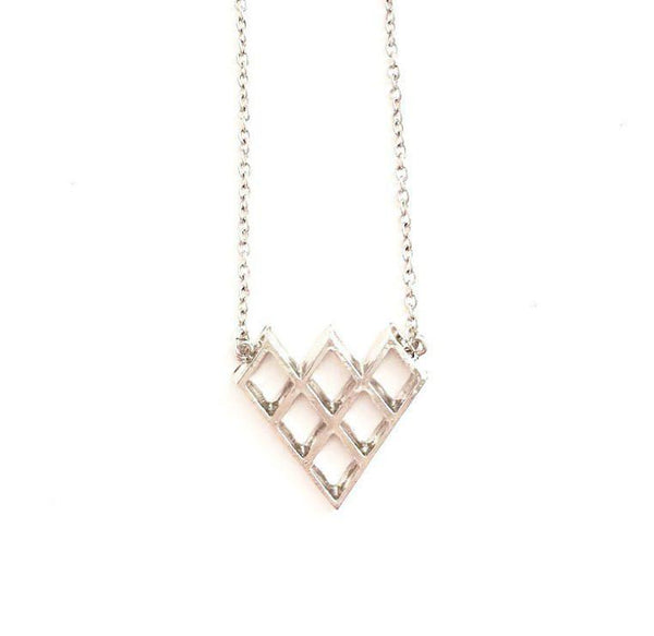 Silver Cut out Pyramid necklace
