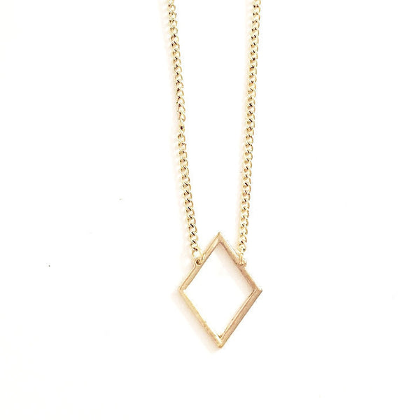 Gold diamond shape necklace