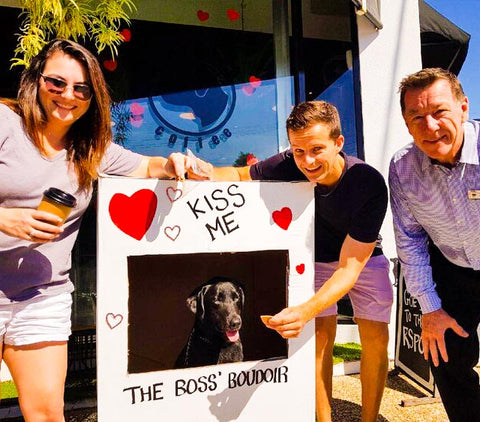 Dog kissing booth
