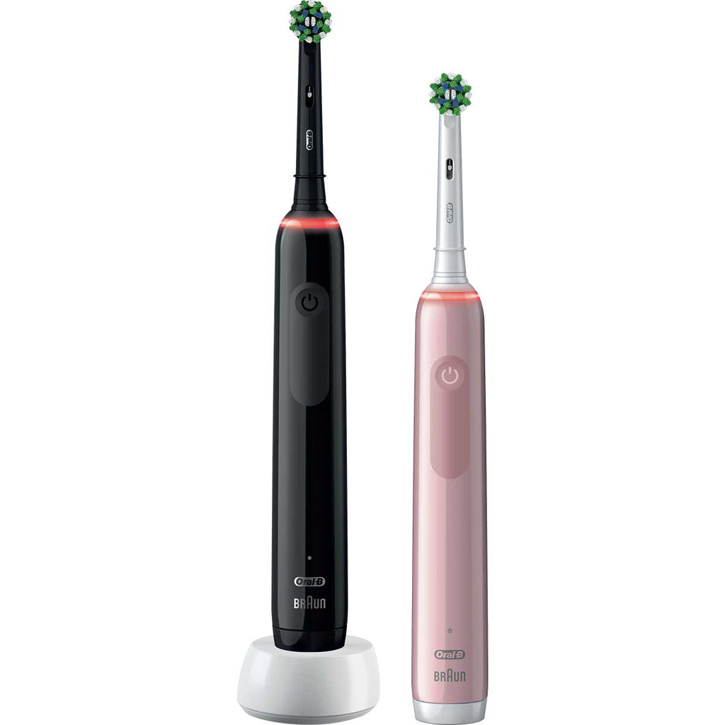 Flitsend Standaard Bounty Oral-B Pro 3 3900 Electric Toothbrush Duo Pack - Black & Pink | CurrentBody