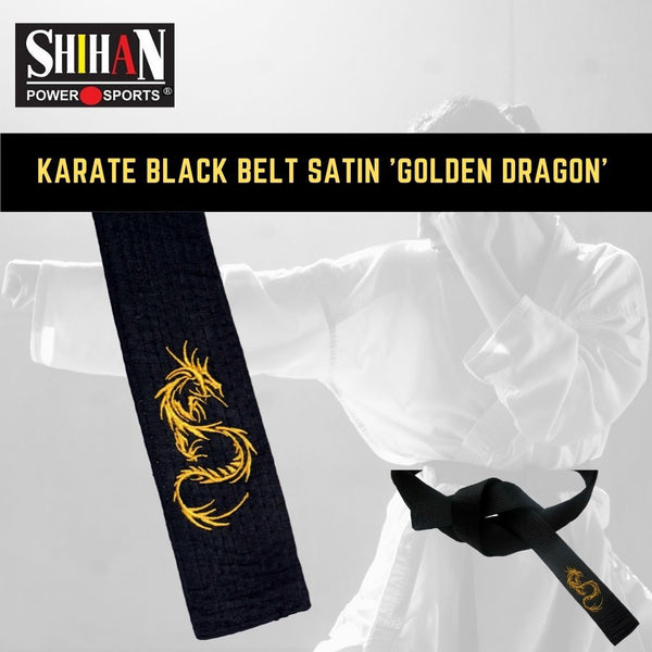 SHIHAN Karate BLACK Belt Satin 320cm with RED Embroidery Unique Dojo Dan Sensei