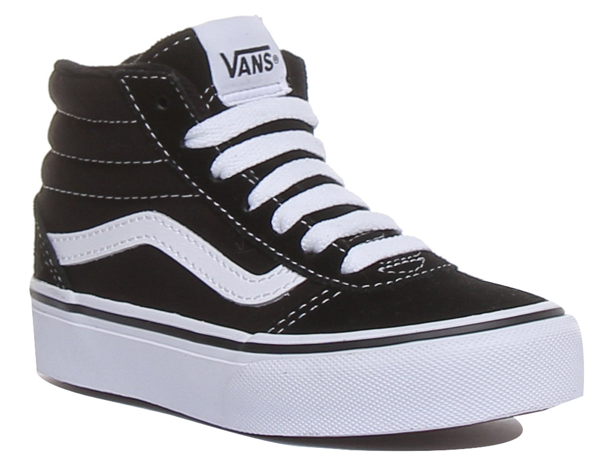 Vans Ward Hi In Black White For Kids | SK8 For Kids – 4feetshoes