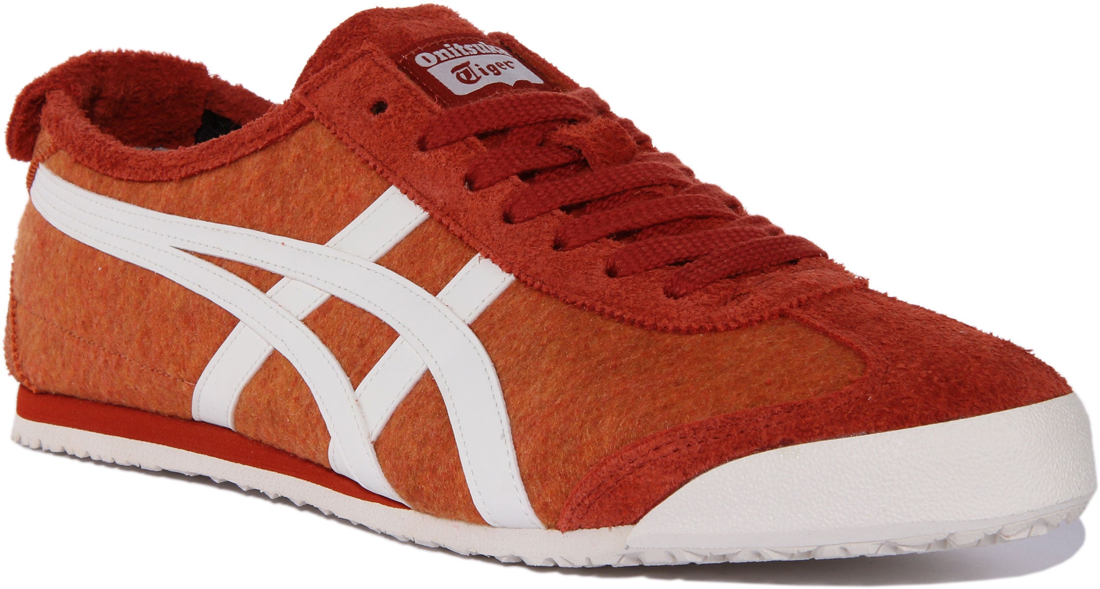 Onitsuka Tiger Mexico Rust In Orange Felt | Lace up Retro Trainers – 4feetshoes