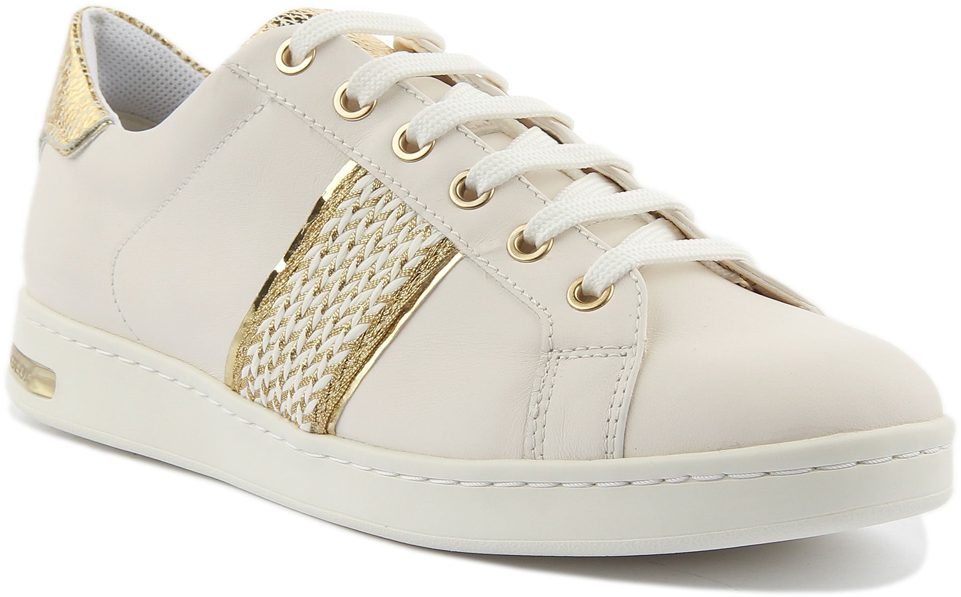 Geox D Jaysen C White Gold | Geox Low Leather Trainers – 4feetshoes