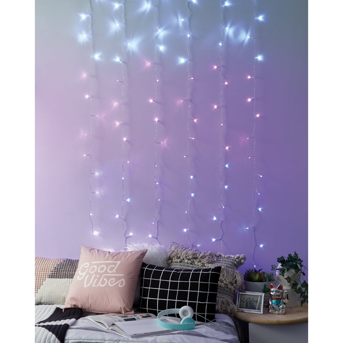 merkury innovations curtain lights cool white pink purple