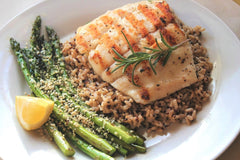 Grilled Halibut with Asparagus
