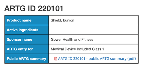 bunion-sleeve-au-tga-registration-certificate.png