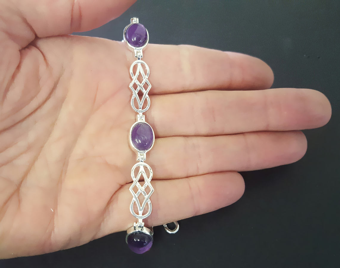 Amethyst Celtic Bracelet, Real Amethyst Gemstone Celtic Bracelet