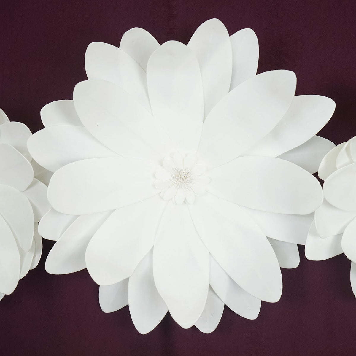 Efavormart 4 Pack 16 White Real Feel Foam Dahlia Flowers for Walls Backdrops Centerpieces Arrangements Party Home Decoration