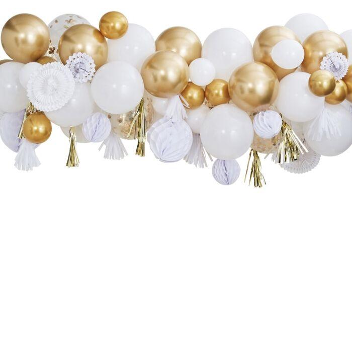 koolstof voor Induceren Muurdecoratie mix ballonnen en slingers wit/goud – Lievelingshop