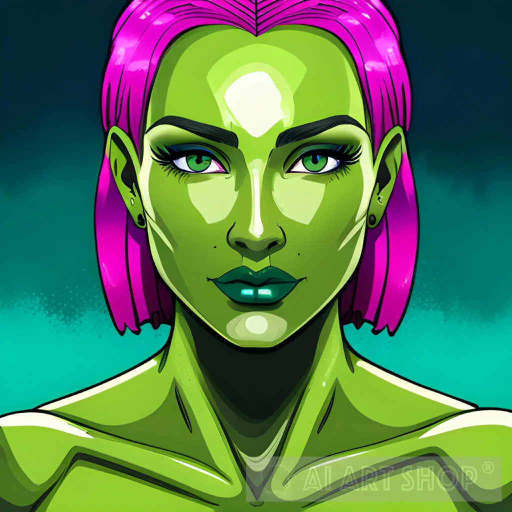 Alien Woman Female She Green Extraterrestrial Been Being Hu 5164
