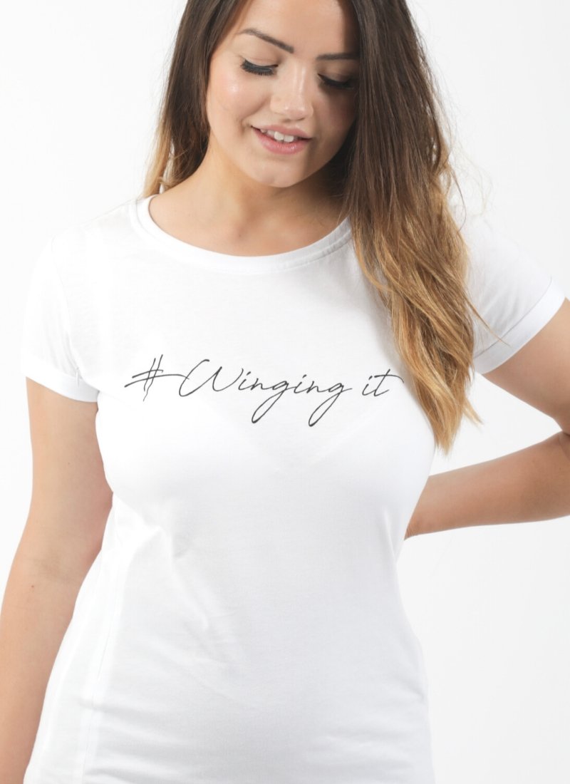 WINGING IT Breastfeeding T-shirt with Zips - White (Organic Cotton)