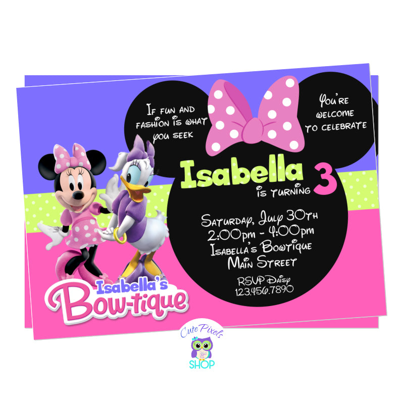 Kan worden berekend Bereid extract Minnie Bowtique Invitation - Minnie's Bow-Toons Birthday – Cute Pixels Shop