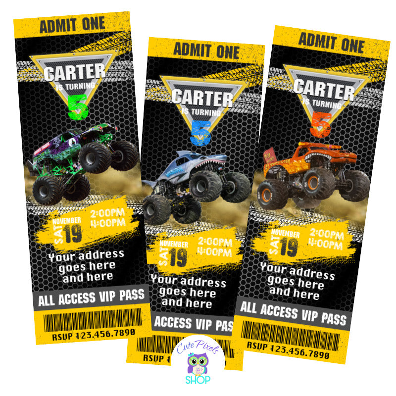 Monster Jam Invitation Monster Jam Ticket Invite Cute Pixels Shop