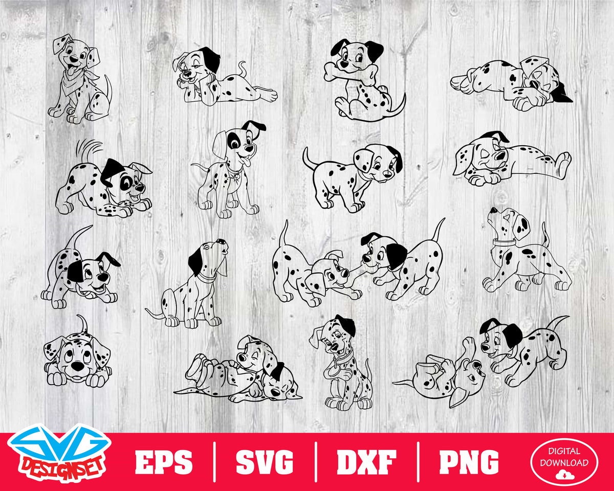 101 Dalmatians Svg, Dxf, Eps, Png, Clipart, Silhouette and Cutfiles