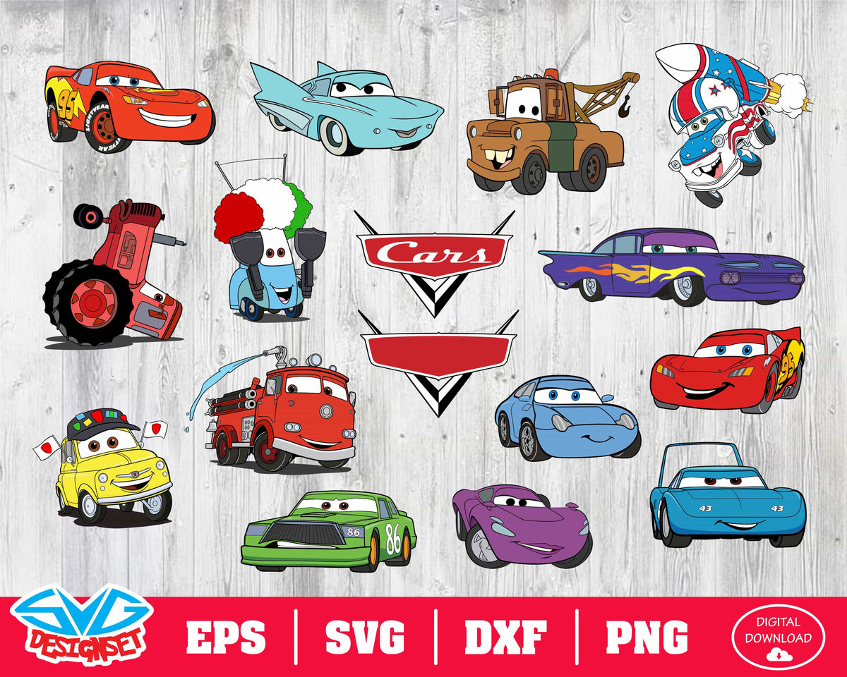 Disney cars Svg, Dxf, Eps, Png, Clipart, Silhouette and Cutfiles