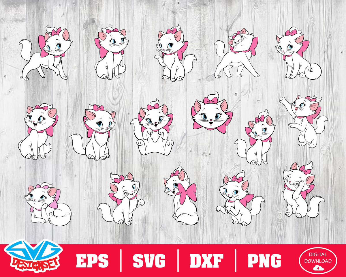 Marie Cat Svg, Dxf, Eps, Png, Clipart, Silhouette and Cutfiles