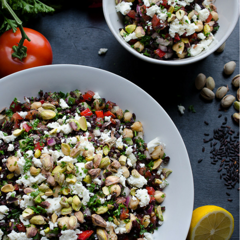 Black Rice Tabbouleh With Chickpeas Feta and Pistachios