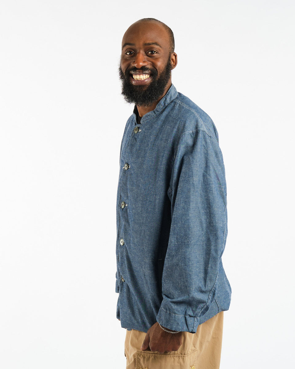 Chambray Band Collar Jacket Indigo