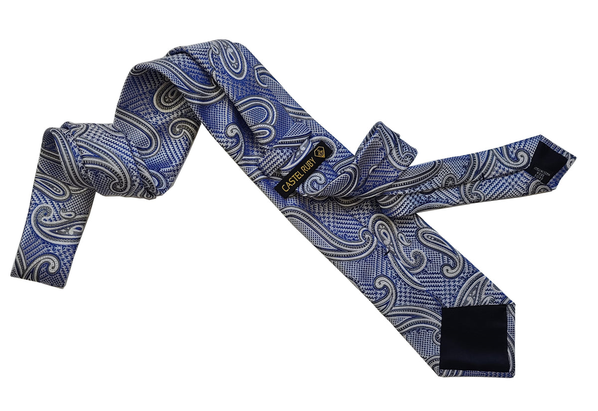 Mens Classic Striped Tie JACQUARD WOVEN 100% Silk Ties Necktie Dark Blue #L288
