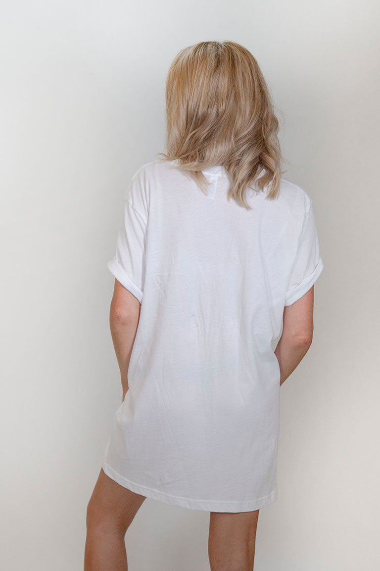 white long t shirt dress