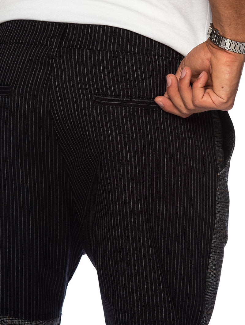 AUGUST PATCHWORK PANTS IN BLUE AND GREY