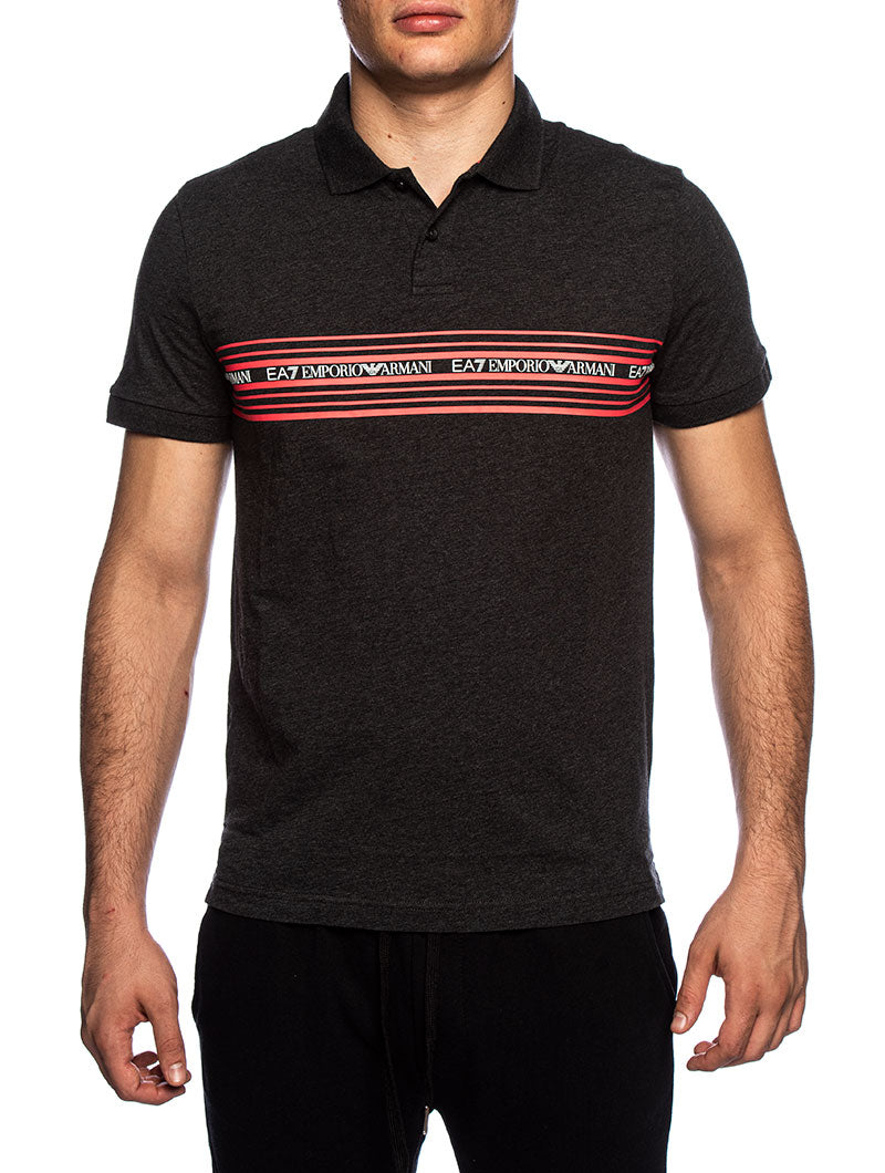 EA7 SHORT SLEEVED POLO IN DARK GREY