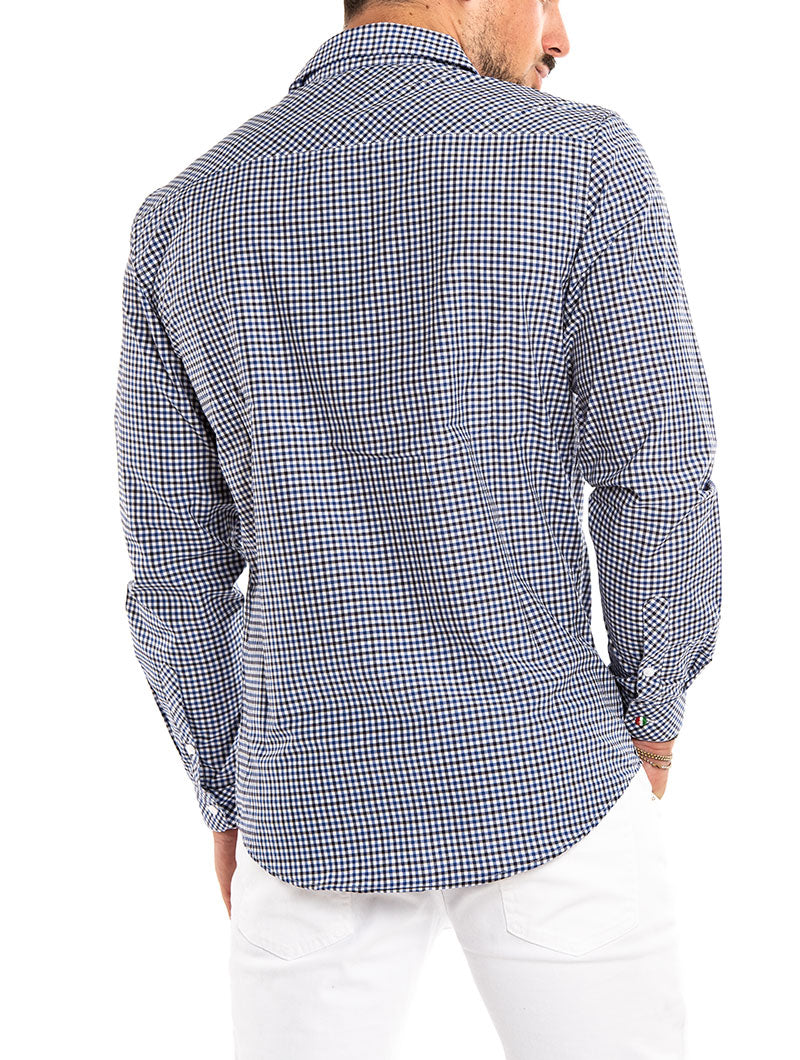 BLUE AND BLACK CHECKED SHIRT