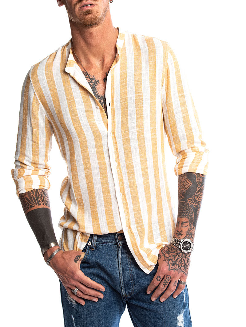 KOJO STRIPED SHIRT IN WHITE AND YELLOW
