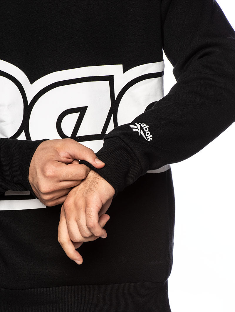 CLITL RED BUTTON CREW SWEATSHIRT IN BLACK