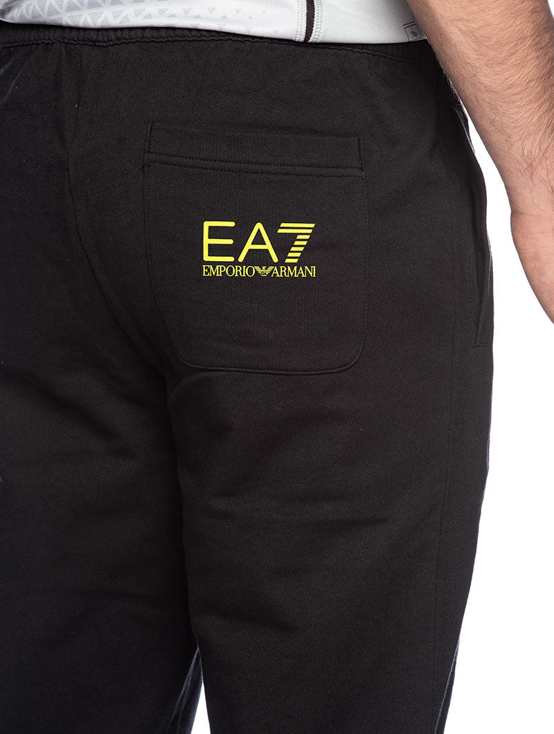 EA7 LOGO SWEATPANTS IN BLACK AND FLUO