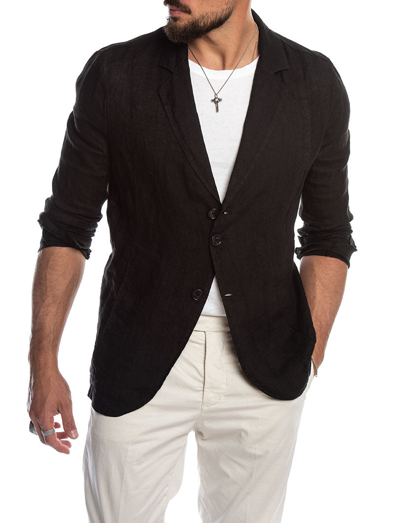 HERBIE LINEN BLAZER IN BLACK