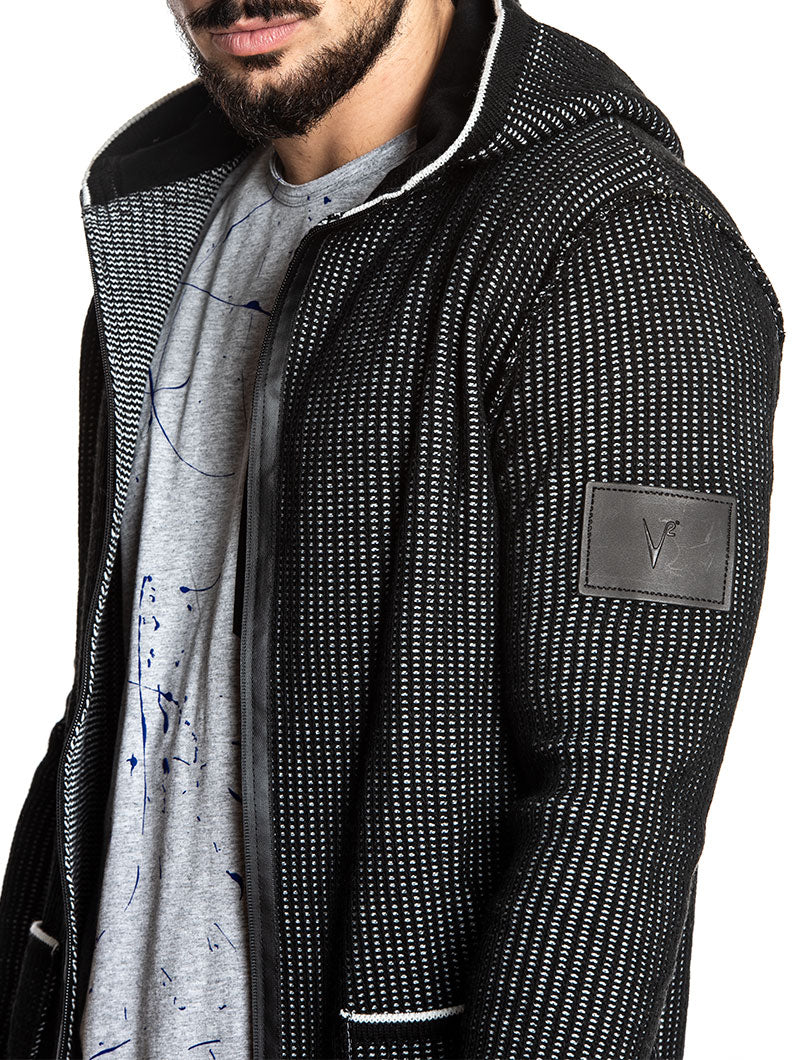 HOODIE CARDIGAN IN BLACK