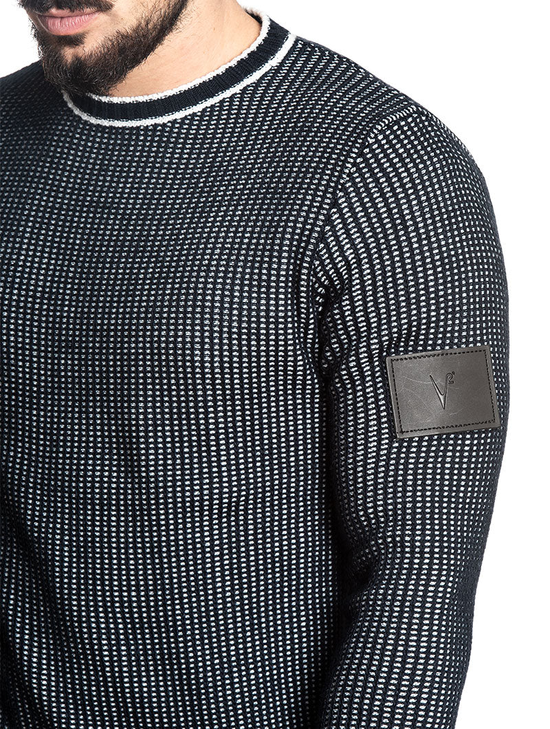 CREWNECK SWEATER IN BLUE AND WHITE