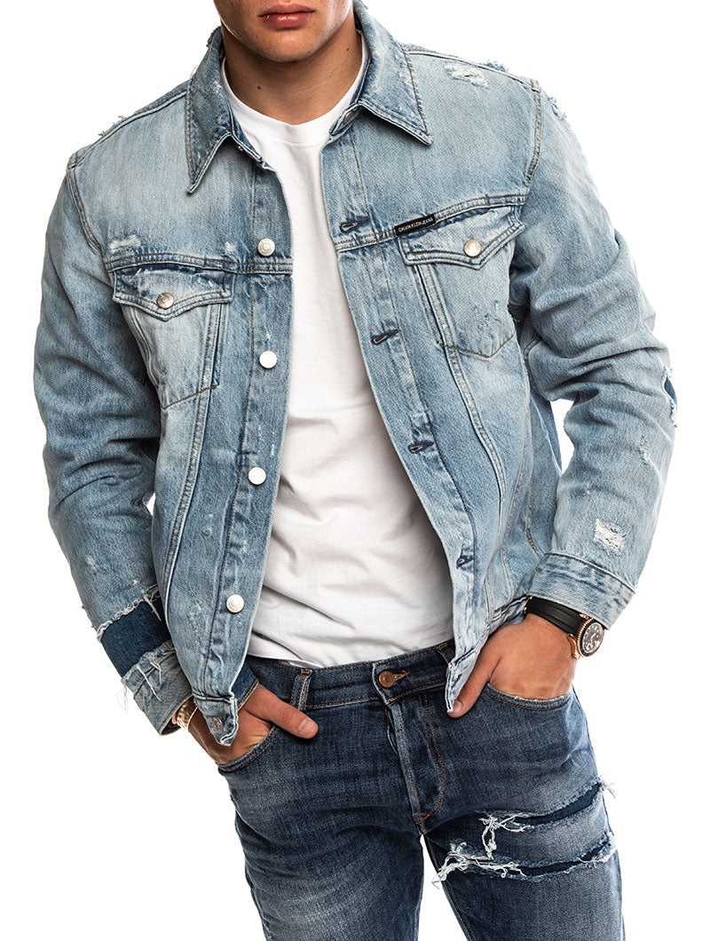 FOUNDATION SLIM DENIM JACKET IN CABALLERO BLUE DSTR