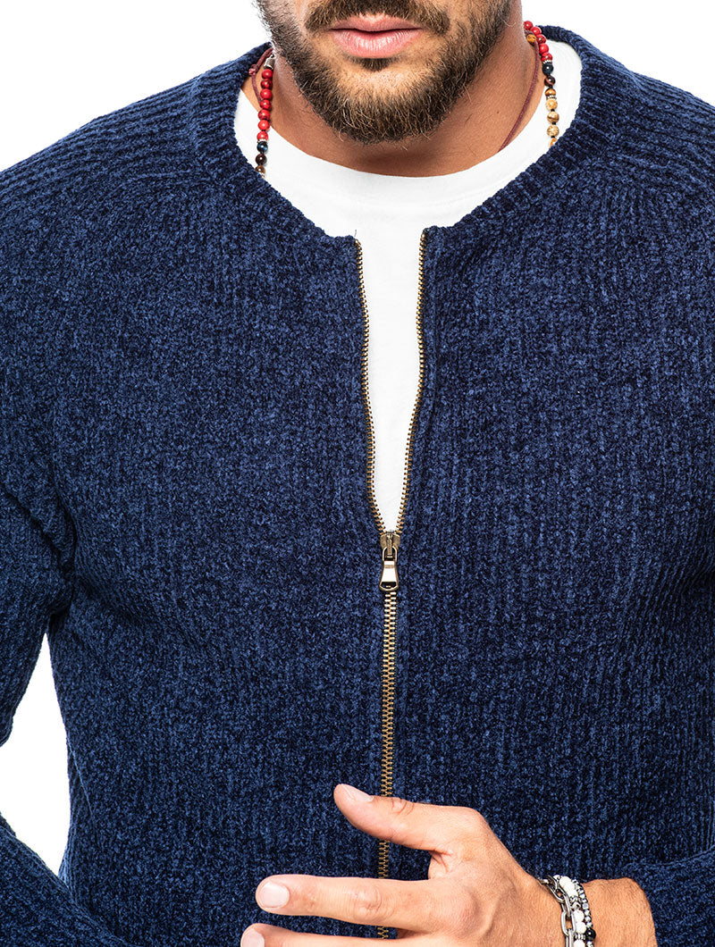 SAINT PAUL CHENILLE CARDIGAN IN BLUE