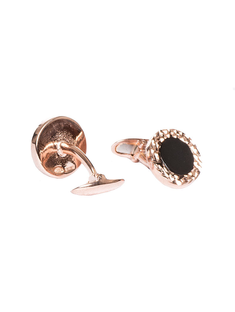 ACCESSORIES | ROUND BLACK ONYX SILVER CUFFLINKS | NOHOW STREET COUTURE