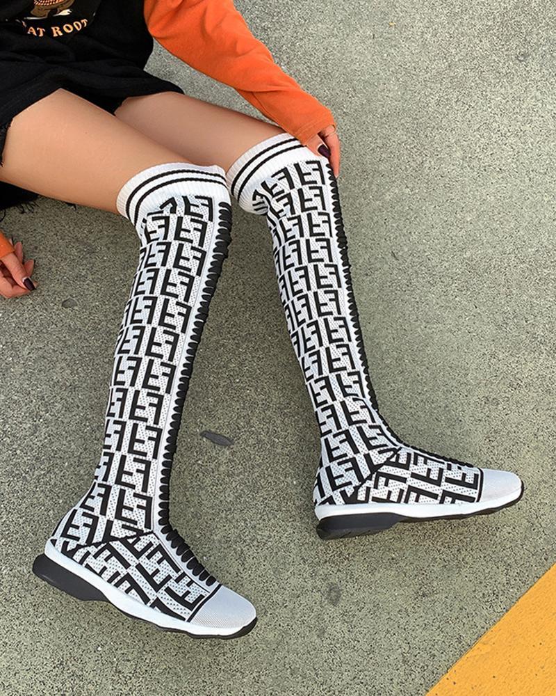 crystal speed knee high sneakers