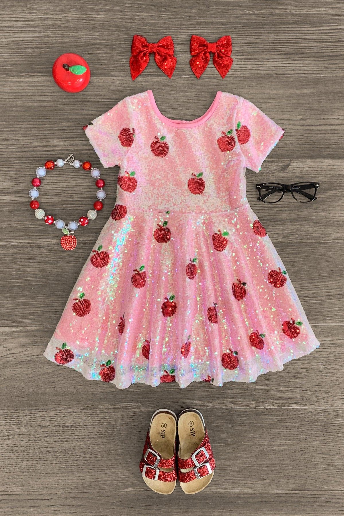 Pink Sequin Apple Dress - Sparkle in Pink