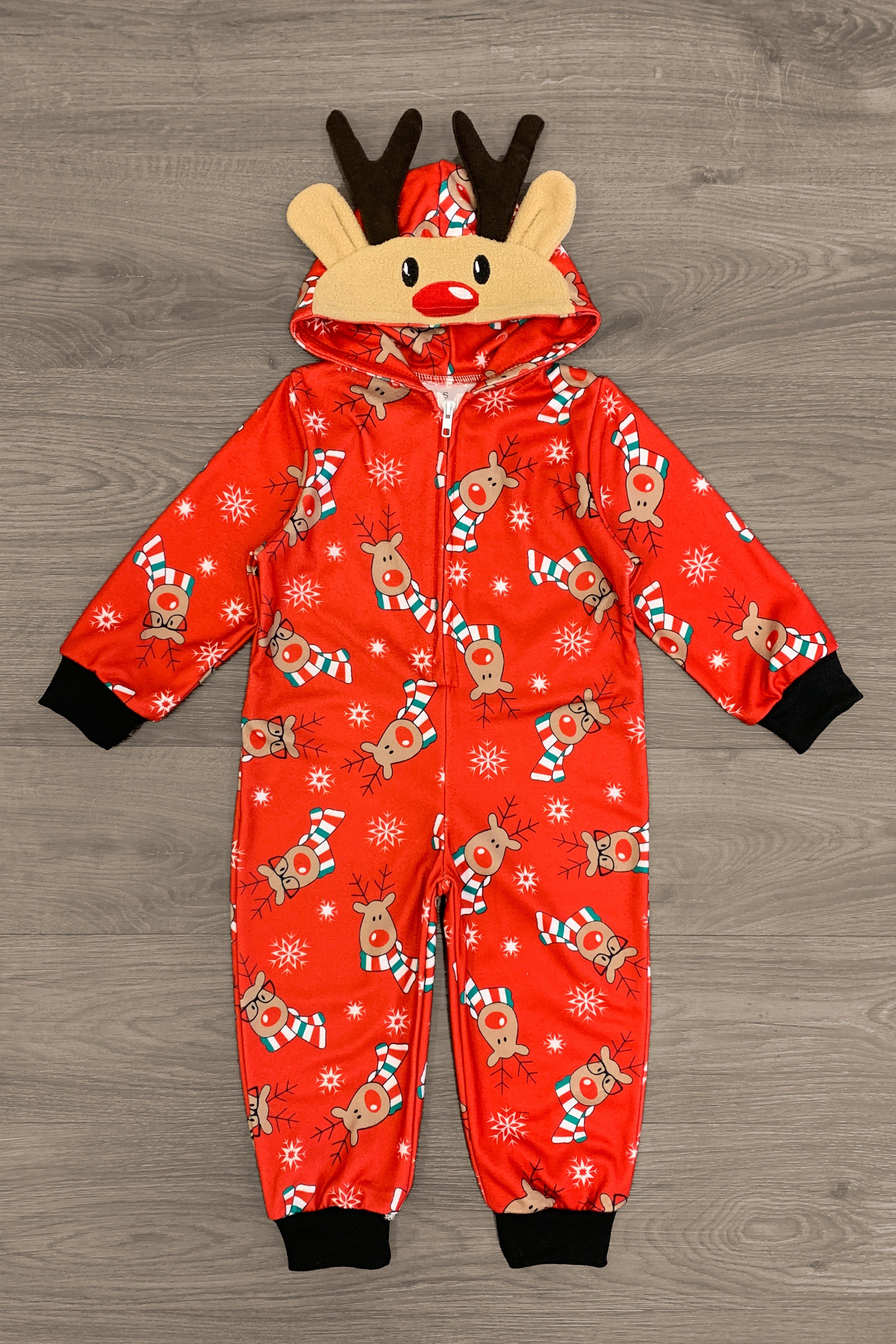 moord reparatie Rommelig Red Reindeer Family Onesie Pajamas- & PET BANDANA! | Sparkle In Pink