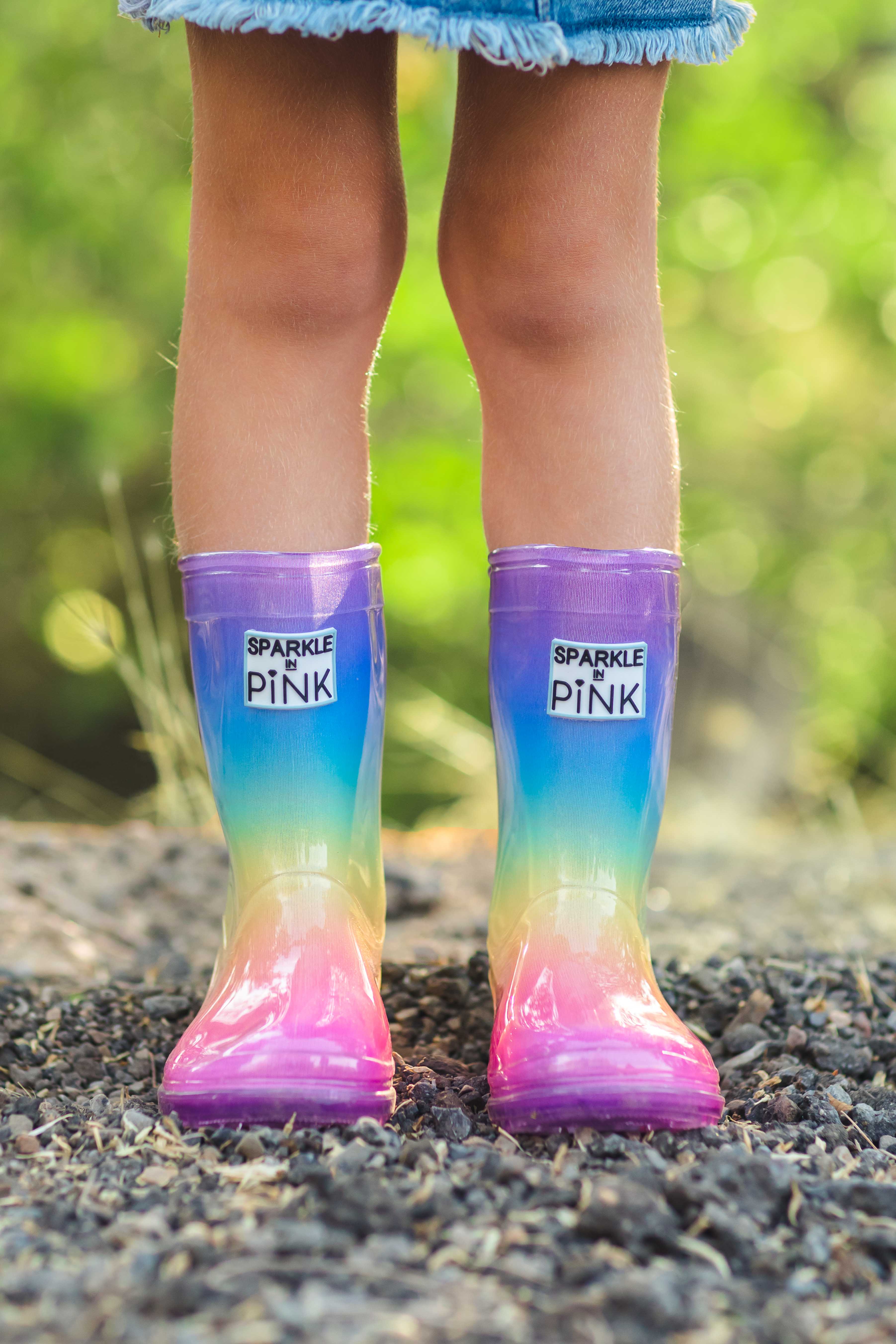 sparkle in pink rain boots