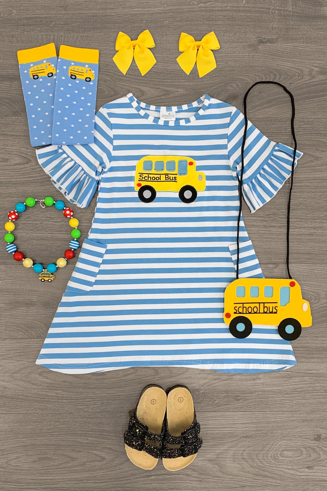 Stripe School Bus Dress - Sparkle in Pink