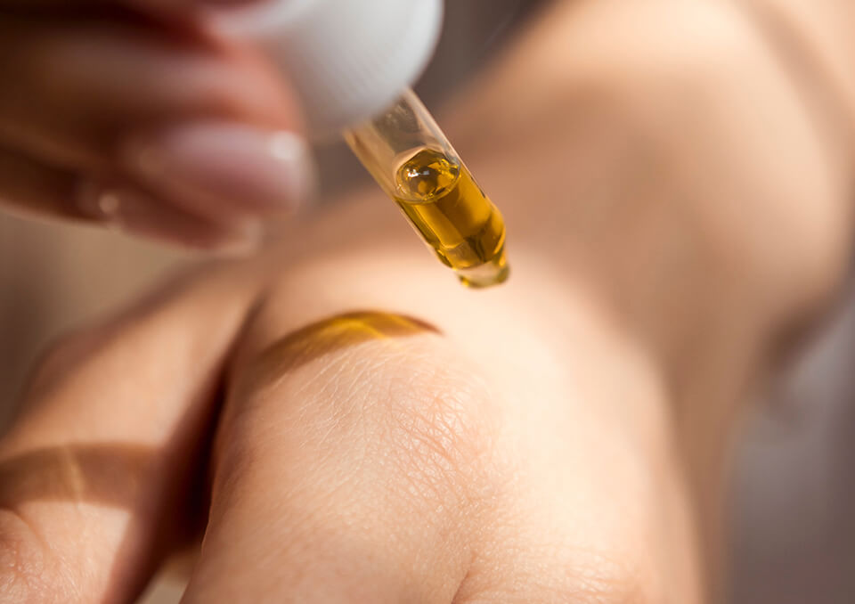 hemp oil applied directly on the skin as skincare product