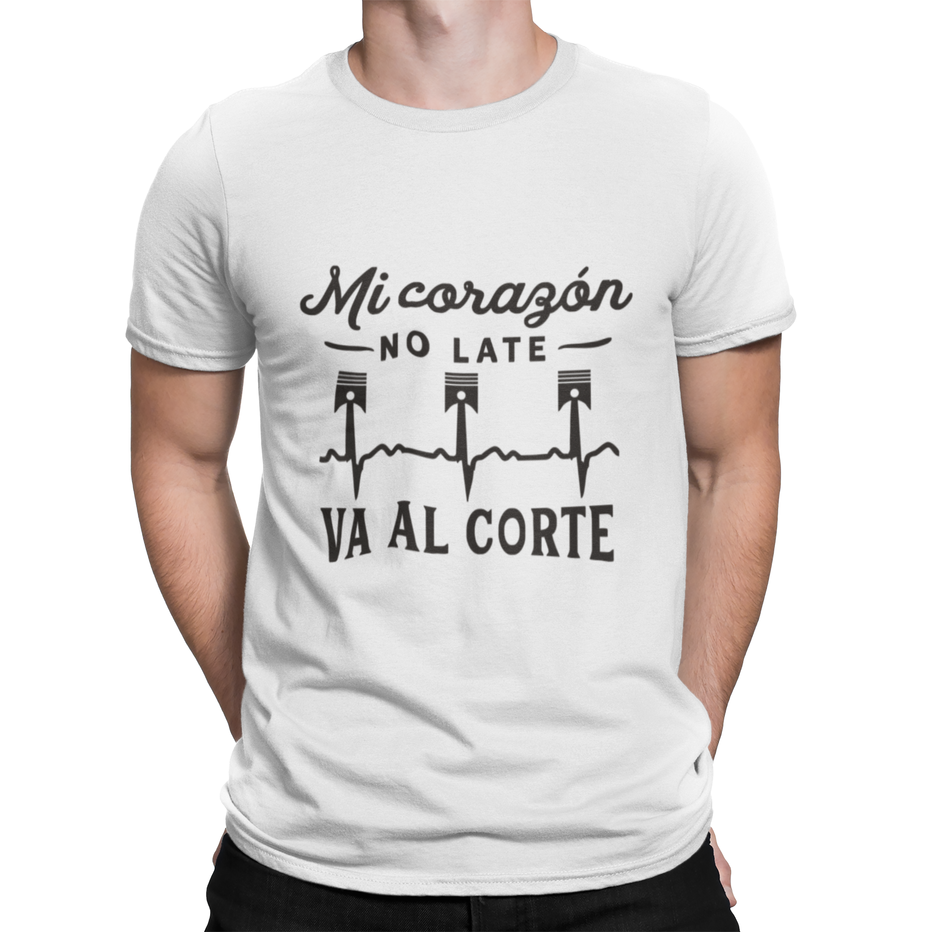 camiseta mi corazon no late va al corte frase racing camiseta de coches pistones