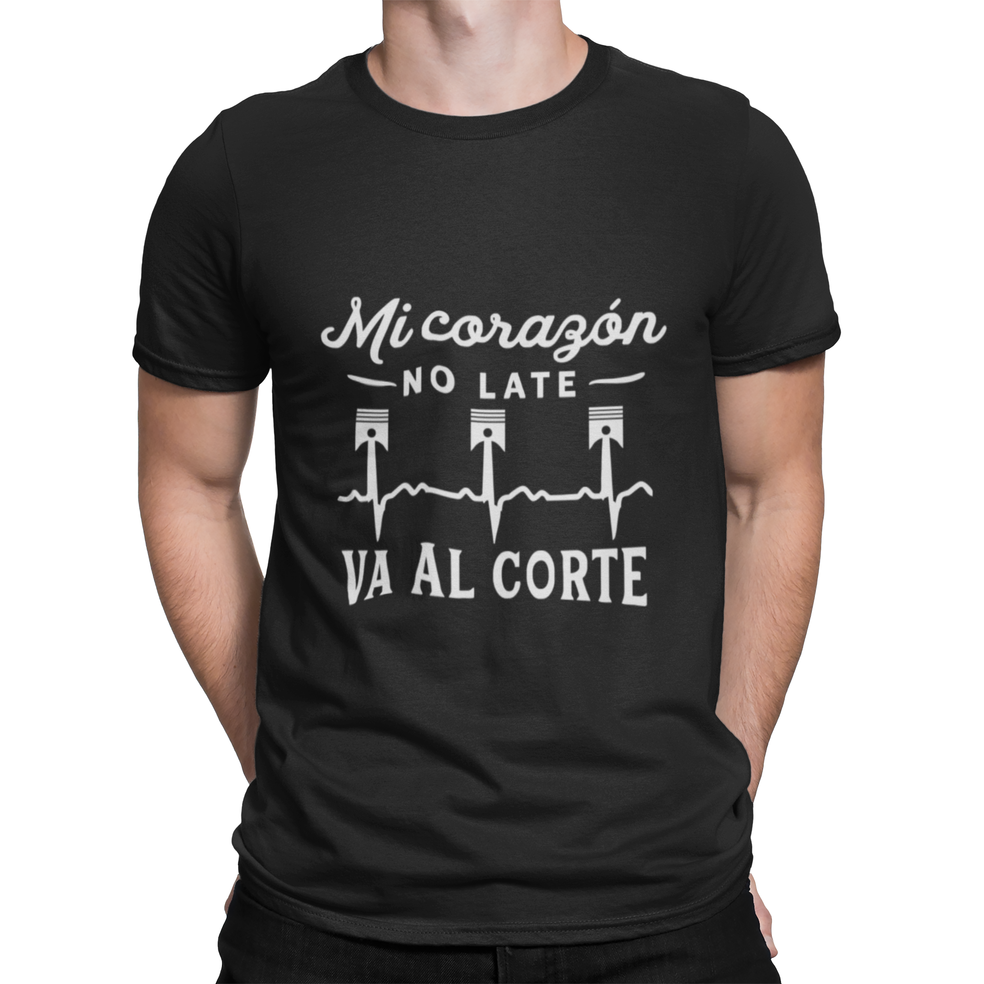 camiseta mi corazon no late va al corte frase racing camiseta de coches pistones