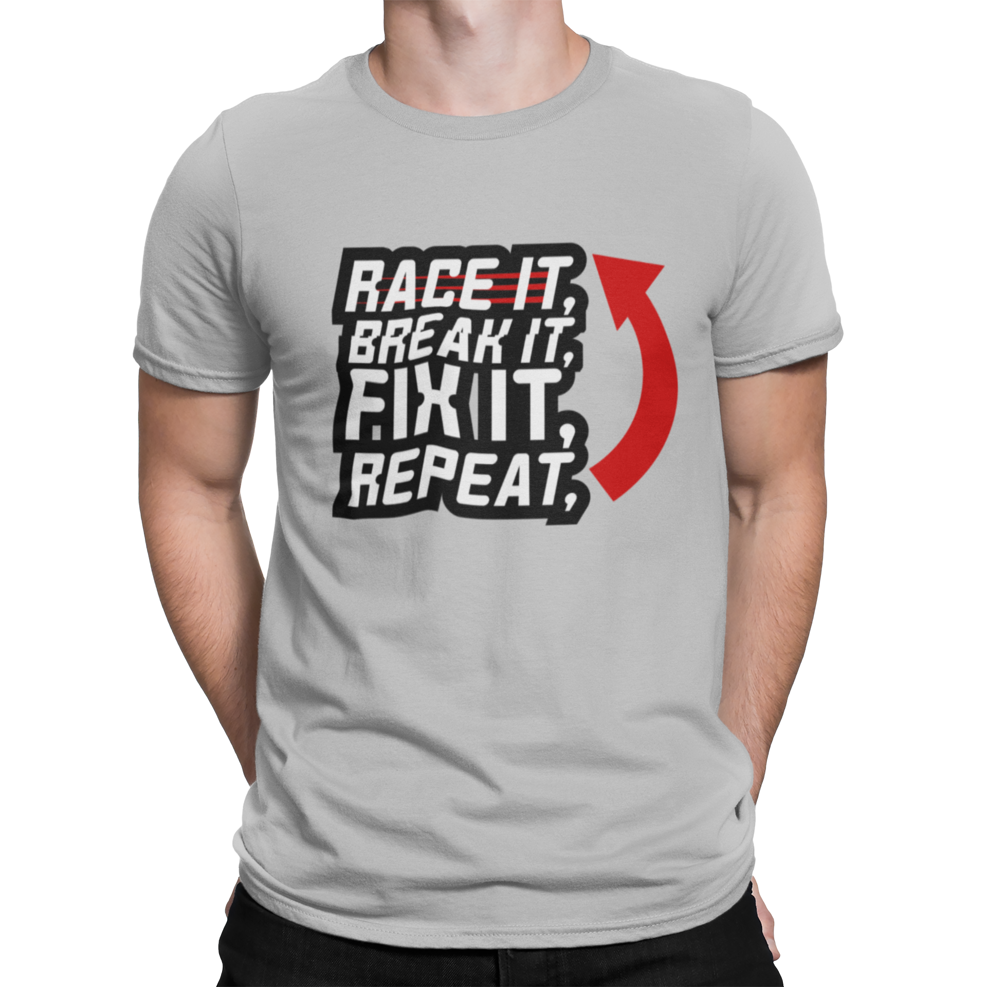 Camiseta "Race it, break it, fix it, repeat"