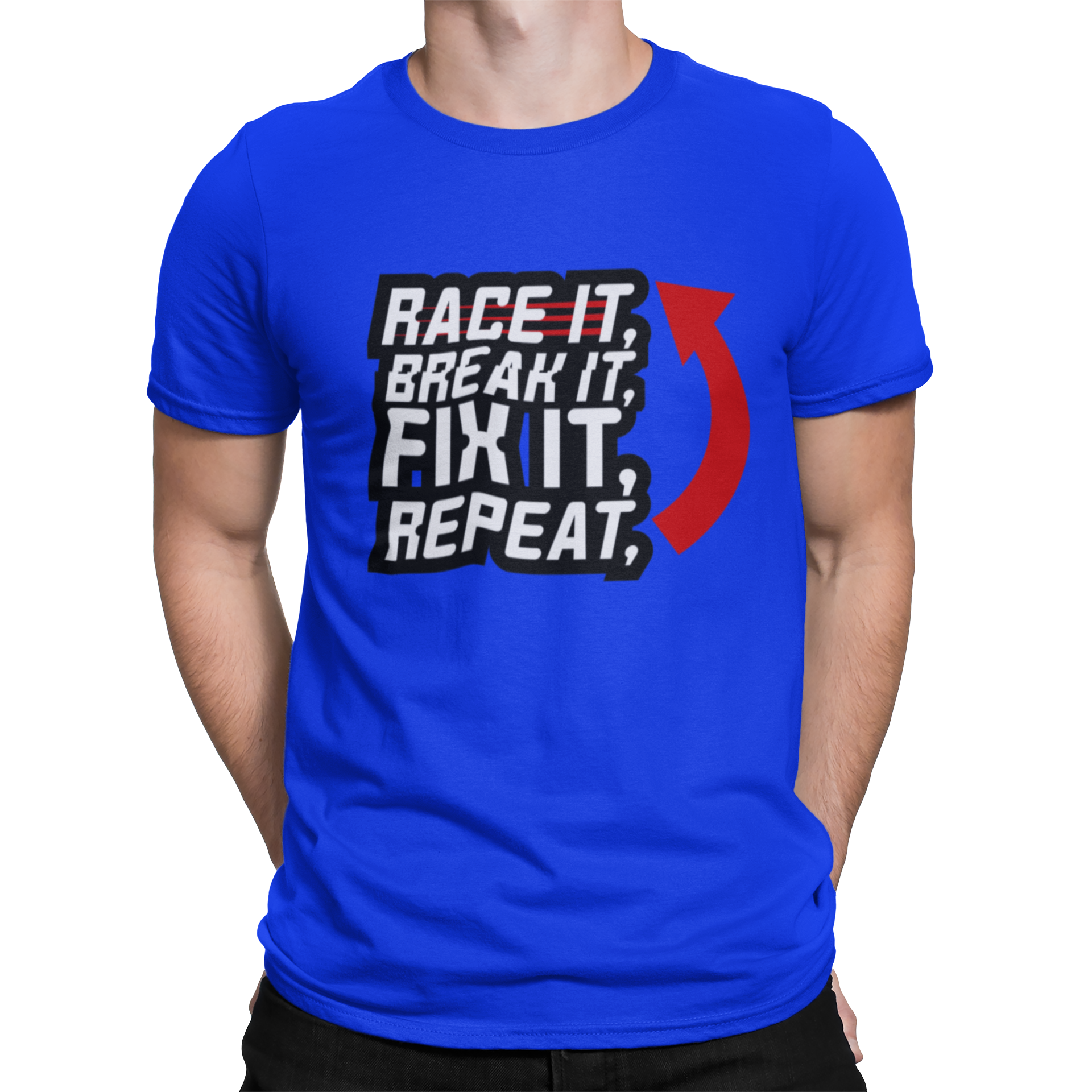 Camiseta "Race it, break it, fix it, repeat"