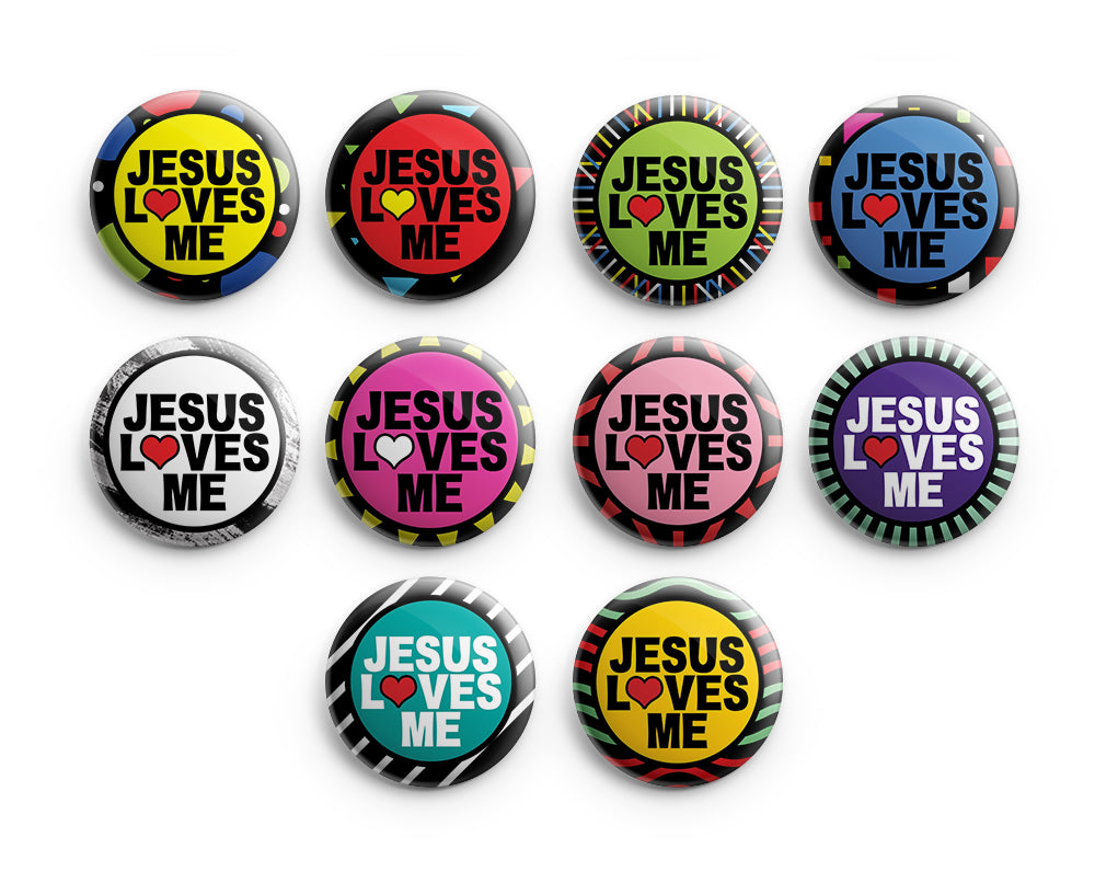 Christian Pinback Buttons Jesus Loves Me 10 Pack Large 225 V New8store